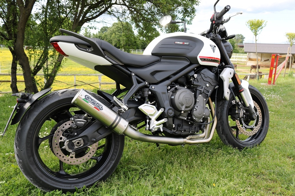 Escape compatível com Triumph Trident 660 2021-2024, M3 Inox , Escape completo, não legal para países da UE, com db killer removível 