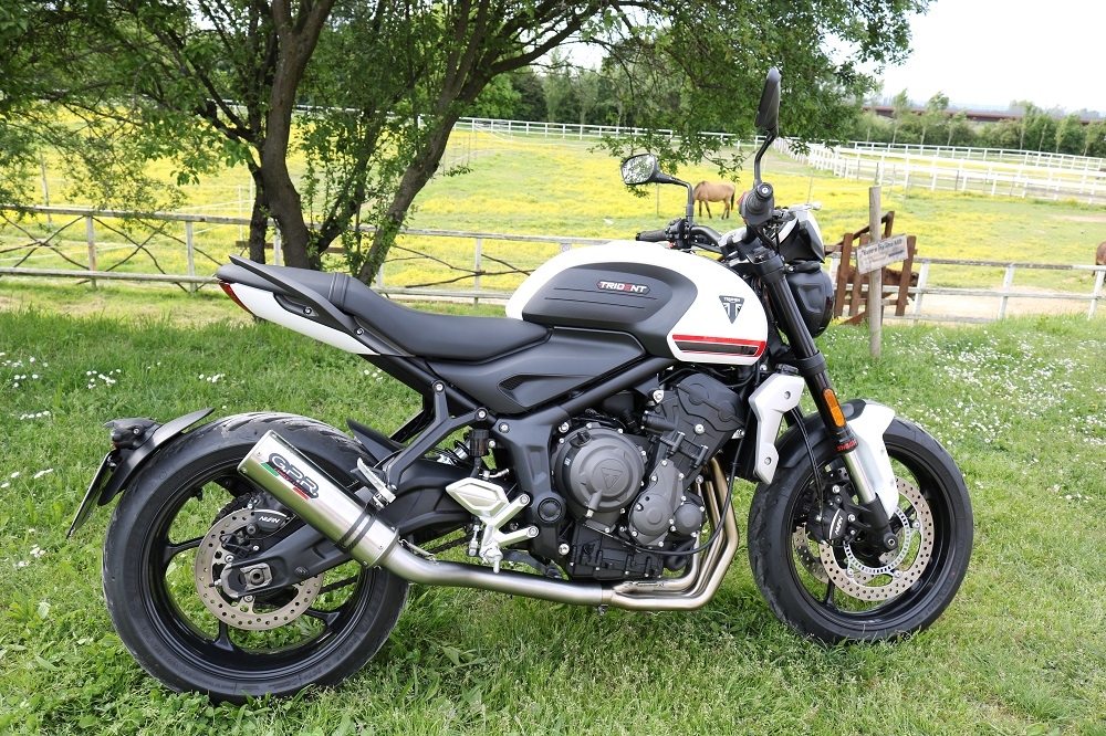 Escape compatível com Triumph Trident 660 2021-2024, M3 Titanium Natural, Escape completo, não legal para países da UE, com db killer removível 
