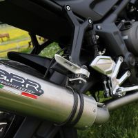 Escape compatível com Triumph Trident 660 2021-2024, M3 Titanium Natural, Escape completo, não legal para países da UE, com db killer removível 