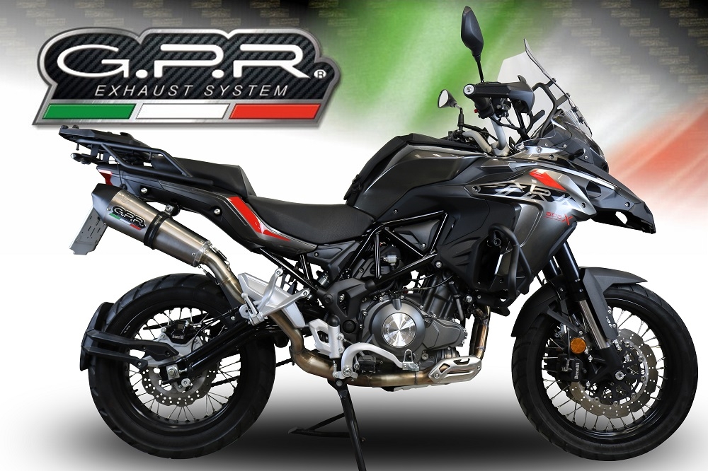 GPR escape compatível com  Benelli Trk 502 X 2017-2020, New Grand Prix Evo Titanium, Escape legal, homologado, silenciador com db killer removível e tubo de ligação específico 