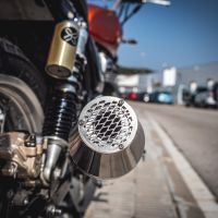 Escape compatível com Bmw K 100 1983-1994, Ultracone Inox Cafè Racer, Silenciador homologado universal, com db killer removível sem tubo de conexão 