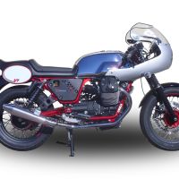 Escape compatível com Moto Guzzi Nevada 750 2008-2014, Vintacone , Par de silenciosos de escape homologadas, com db killer removível e tubos de ligação específicos 