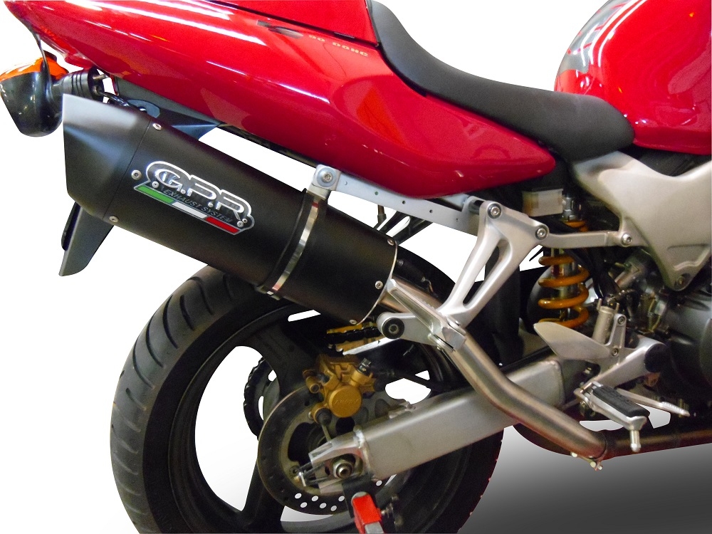 Escape compatível com Honda Vtr 1000 F Firestorm 1997-2007, Furore Nero, Par de silenciosos de escape homologadas, com db killer removível e tubos de ligação específicos 