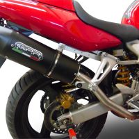 Escape compatível com Honda Vtr 1000 F Firestorm 1997-2007, Furore Nero, Par de silenciosos de escape homologadas, com db killer removível e tubos de ligação específicos 