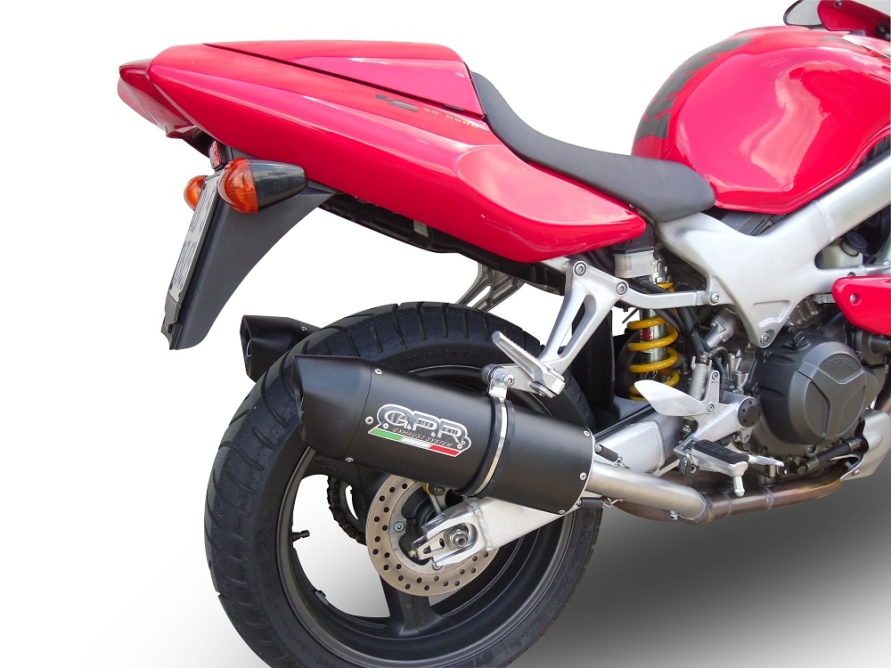 Escape compatível com Honda Vtr 1000 F Firestorm 1997-2007, Furore Nero, Par de silenciosos de escape homologadas, com db killer removível e tubos de ligação específicos 