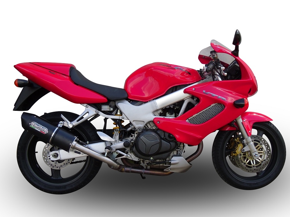 Escape compatível com Honda Vtr 1000 F Firestorm 1997-2007, Furore Nero, Par de silenciosos de escape homologadas, com db killer removível e tubos de ligação específicos 