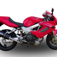 Escape compatível com Honda Vtr 1000 F Firestorm 1997-2007, Furore Nero, Par de silenciosos de escape homologadas, com db killer removível e tubos de ligação específicos 