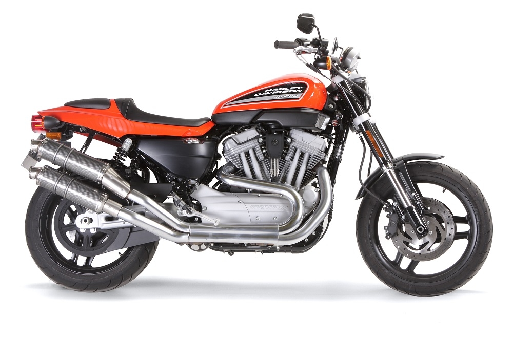 Escape compatível com Harley Davidson Xr 1200 2008-2012, Poppy Tondo, Par de silenciosos de escape homologadas, com db killer removível e tubos de ligação específicos 