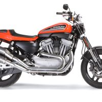 Escape compatível com Harley Davidson Xr 1200 2008-2012, Poppy Tondo, Par de silenciosos de escape homologadas, com db killer removível e tubos de ligação específicos 