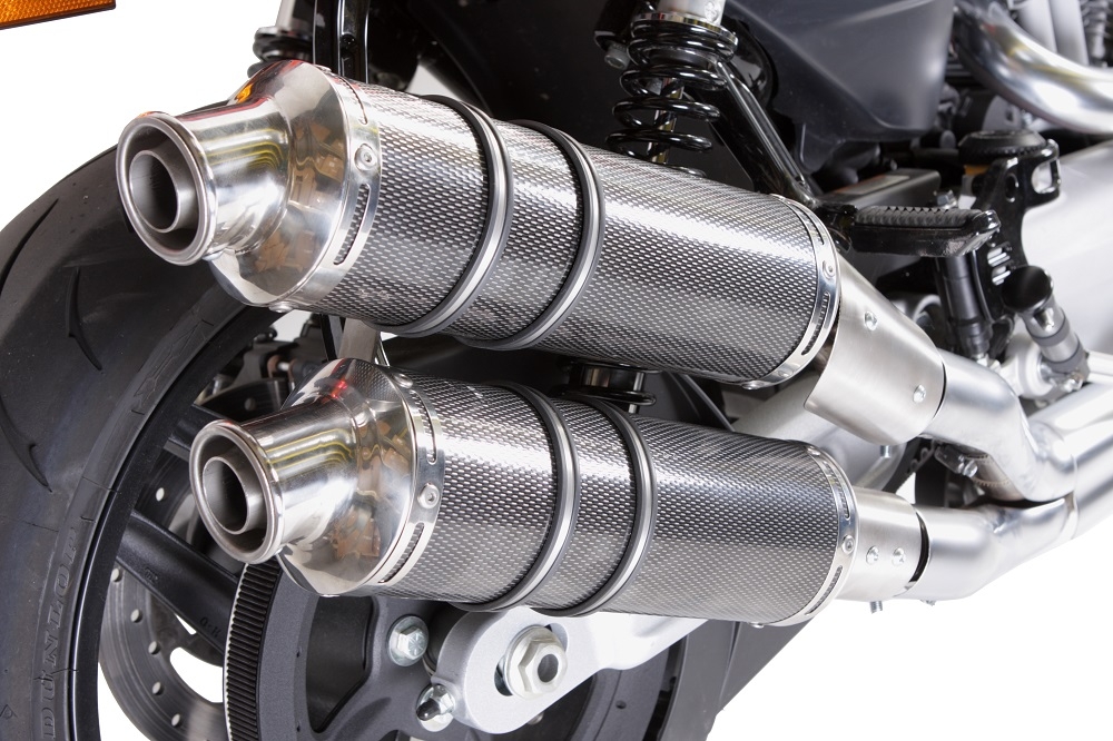 Escape compatível com Harley Davidson Xr 1200 2008-2012, Poppy Tondo, Par de silenciosos de escape homologadas, com db killer removível e tubos de ligação específicos 