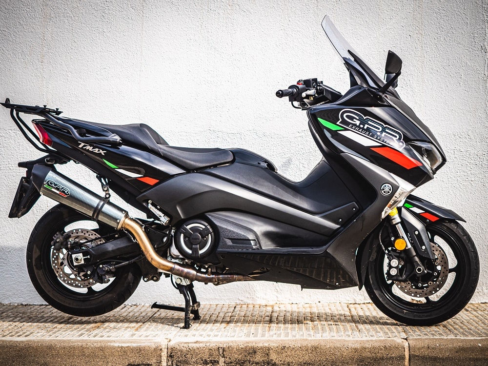 GPR escape compatível com Yamaha T-Max 560 2022-2024, New Grand Prix Evo Poppy, Sistema homologado com catalisador linha completa, silencioso mais coletor 