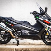 GPR escape compatível com Yamaha T-Max 560 2022-2024, New Grand Prix Evo Poppy, Sistema homologado com catalisador linha completa, silencioso mais coletor 