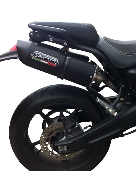 GPR escape compatível com  Yamaha MT03 660 2006-2013, Furore Nero, Par de terminais de exaustão aprovados, com db killer removível, catalisadores e tubo de conexão específico 