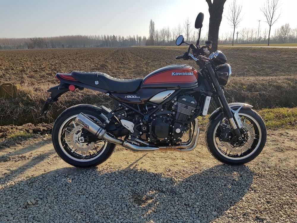 Escape compatível com Kawasaki Z 900 RS 2018-2020, M3 Inox , Escape legal, homologado, silenciador com db killer removível e tubo de ligação específico 