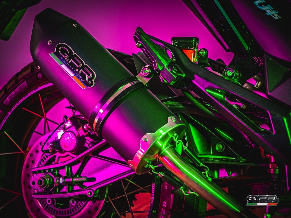 GPR escape compatível com  Zontes Gk 125 2022-2024, Furore Evo4 Nero, Sistema homologado com catalisador linha completa, silencioso mais coletor 