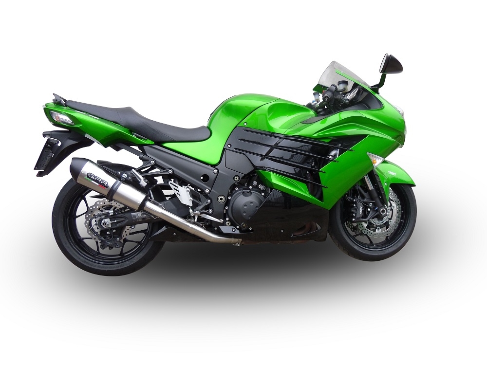 GPR escape compatível com  Kawasaki Zzr 1400 2023-2024, New Grand Prix Evo Titanium, Par de silenciosos de escape homologadas, com db killer removível e tubos de ligação específicos 