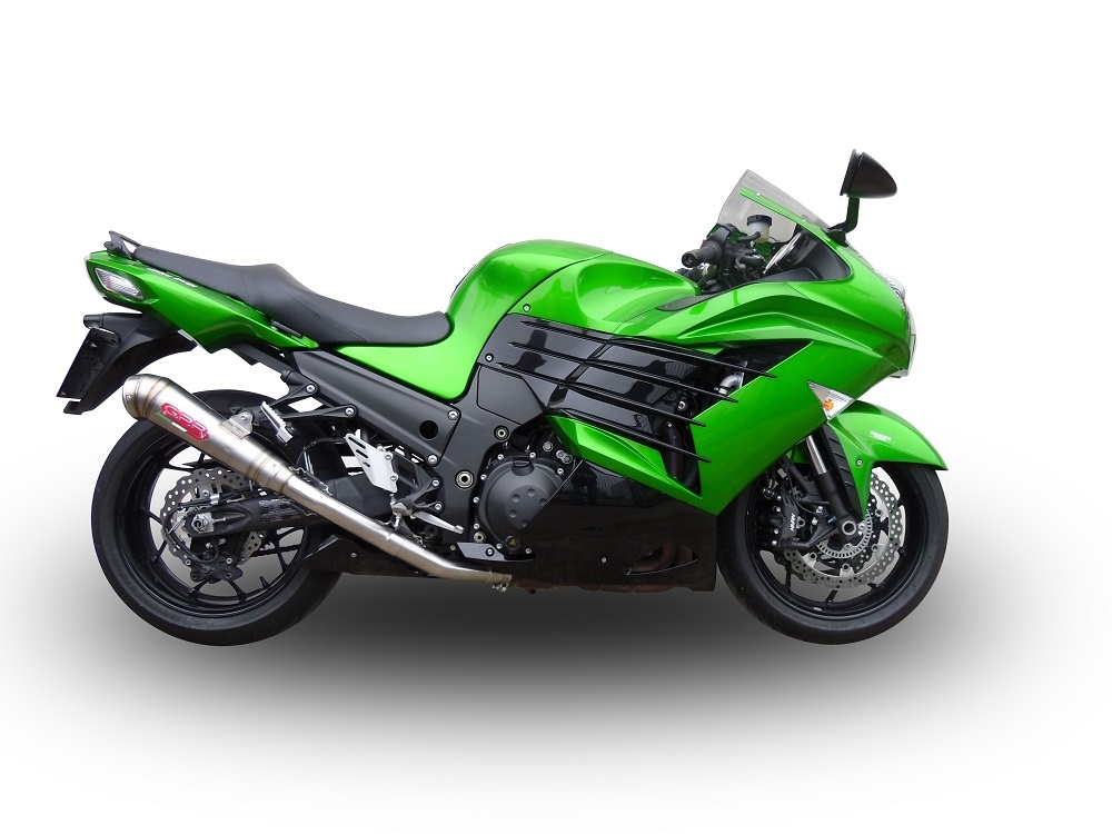 Escape compatível com Kawasaki Zzr 1400 2012-2016, Powercone Evo, Par de silenciosos de escape homologadas, com db killer removível e tubos de ligação específicos 