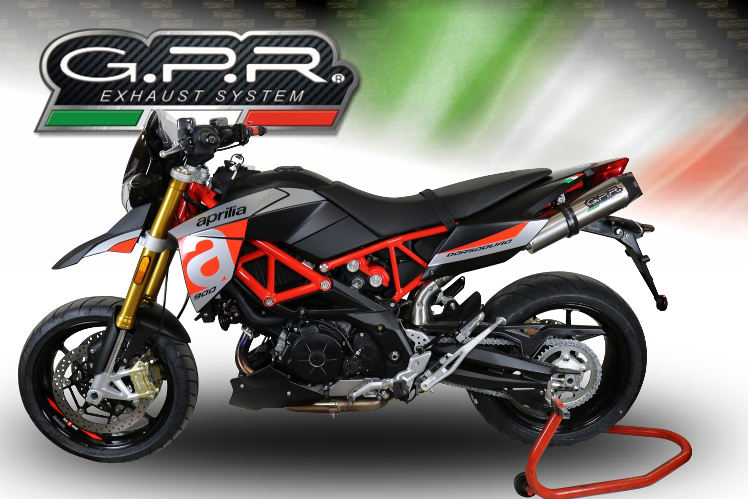 GPR escape compatível com  Aprilia Dorsoduro 900 2017-2020, New Grand Prix Evo Titanium, Escapamento racing, duplo silencioso, com tubos de conexão, artigo sem homologação 
