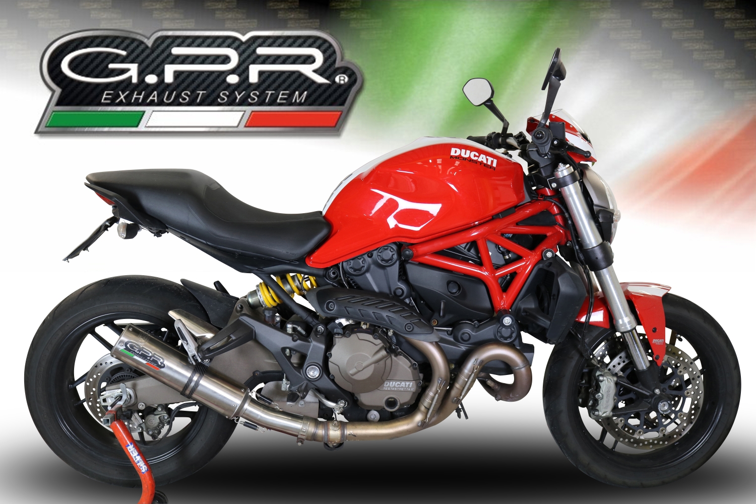 GPR escape compatível com  Ducati Monster 1200 S -R  2017-2021, M3 Titanium Natural, Escape legal, homologado, silenciador com catalisador, db killer removível e tubo de ligação específico 