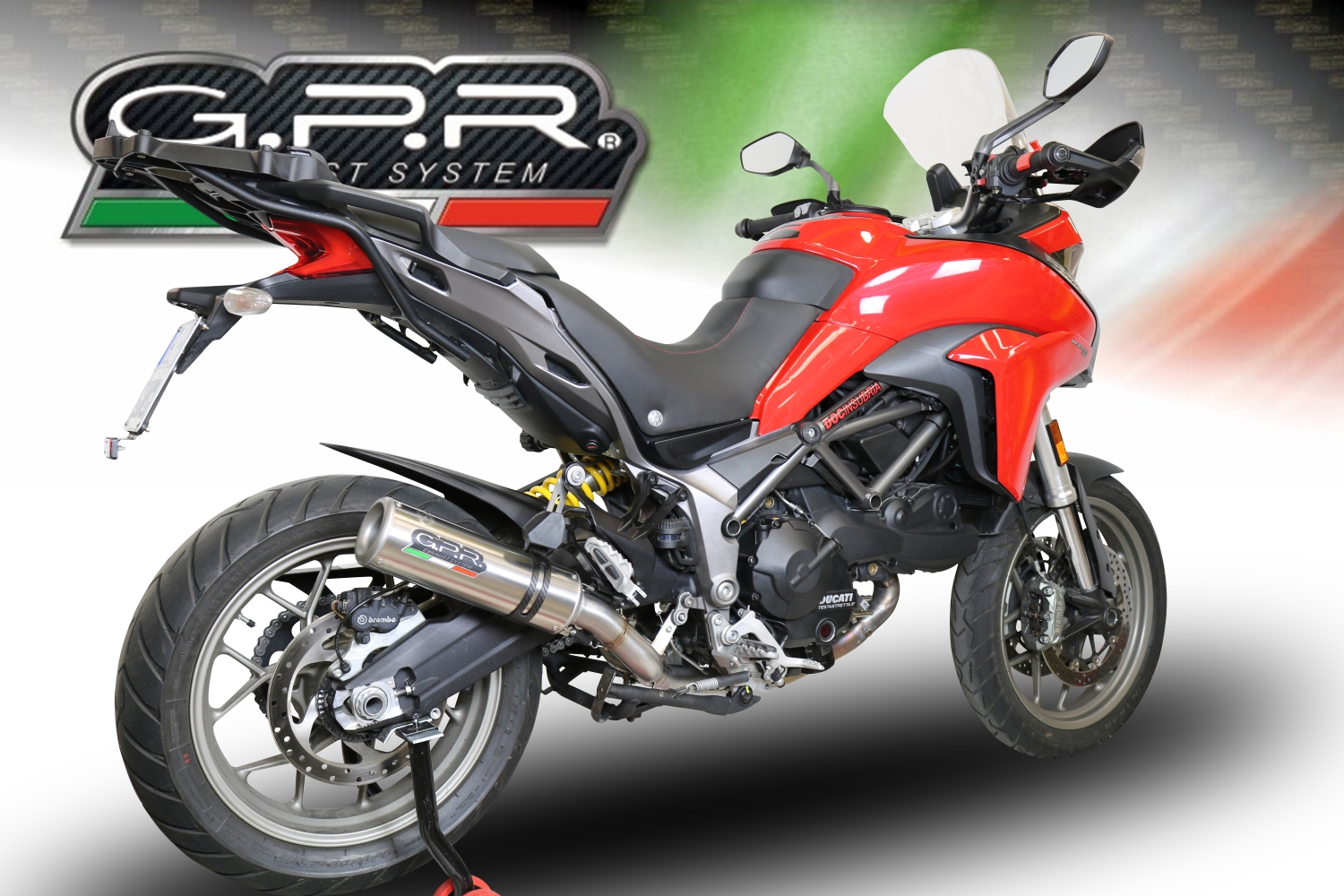 GPR escape compatível com  Ducati Multistrada 950 2017-2020, M3 Titanium Natural, Escape homologado semi-completo com db killer removível e com catalisador 