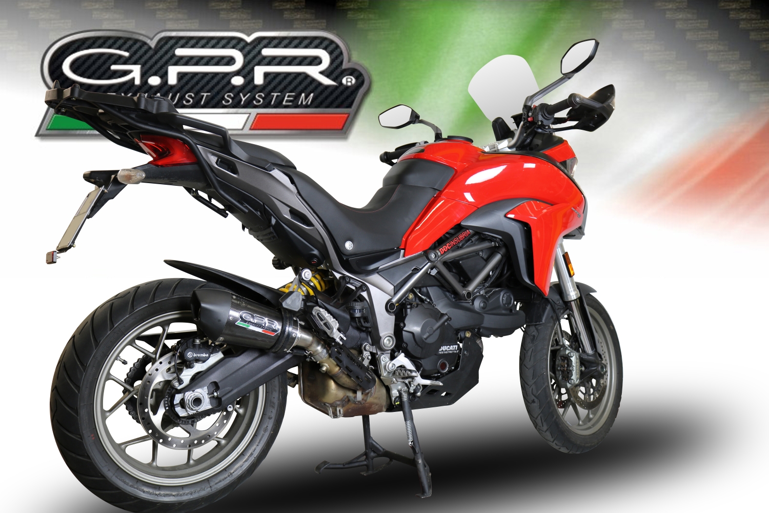 GPR escape compatível com  Ducati Multistrada 950 2017-2020, New Grand Prix Evo Poppy, Escape legal, homologado, silenciador com db killer removível e tubo de ligação específico 