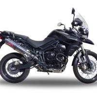 Escape compatível com Triumph Tiger 800 - Xr - Xc - Xrx - Xcx - Xrt - Xca 2011-2016, Trioval, Escape legal, homologado, silenciador com db killer removível e tubo de ligação específico 