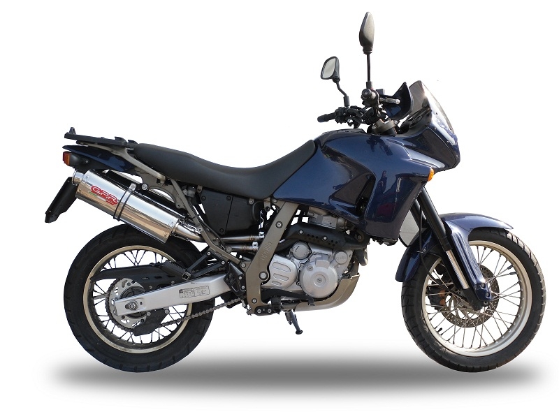 Escape compatível com Aprilia Pegaso 650 Ga 1992-1996, Trioval, Par de silenciosos de escape homologadas, com db killer removível e tubos de ligação específicos 
