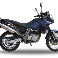 Escape compatível com Aprilia Pegaso 650 Ga 1992-1996, Trioval, Par de silenciosos de escape homologadas, com db killer removível e tubos de ligação específicos 