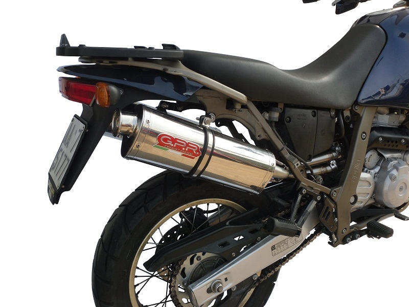 Escape compatível com Aprilia Pegaso 650 Ga 1992-1996, Trioval, Par de silenciosos de escape homologadas, com db killer removível e tubos de ligação específicos 