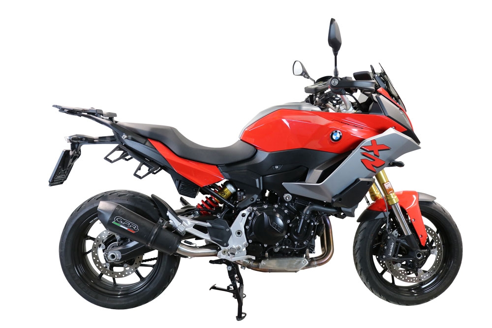 GPR escape compatível com  Bmw F 900 XR-R 2020-2025, New Grand Prix Evo Black Titanium, Escape legal, homologado, silenciador com db killer removível e tubo de ligação específico 