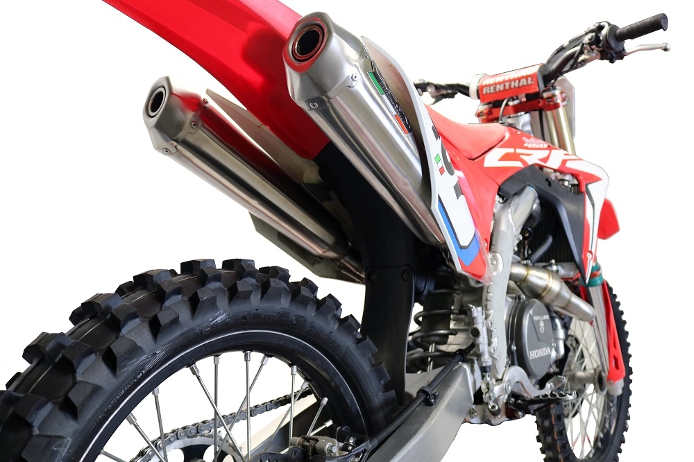 Escape compatível com Honda Crf 450 RWE 2019-2019, Pentacross Inox, Escape Racing, linha completa, silenciador duplo com db killer removível 