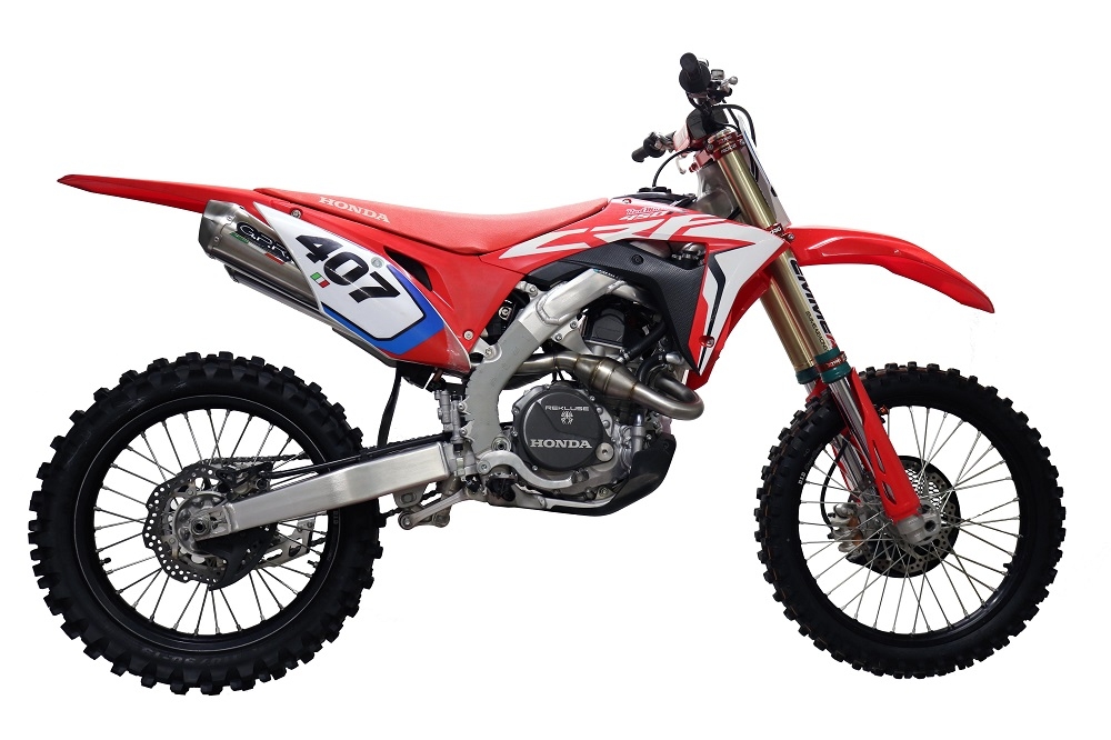 Escape compatível com Honda Crf 450 RWE 2019-2019, Pentacross Inox, Escape Racing, linha completa, silenciador duplo com db killer removível 