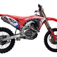 Escape compatível com Honda Crf 450 RWE 2019-2019, Pentacross Inox, Escape Racing, linha completa, silenciador duplo com db killer removível 