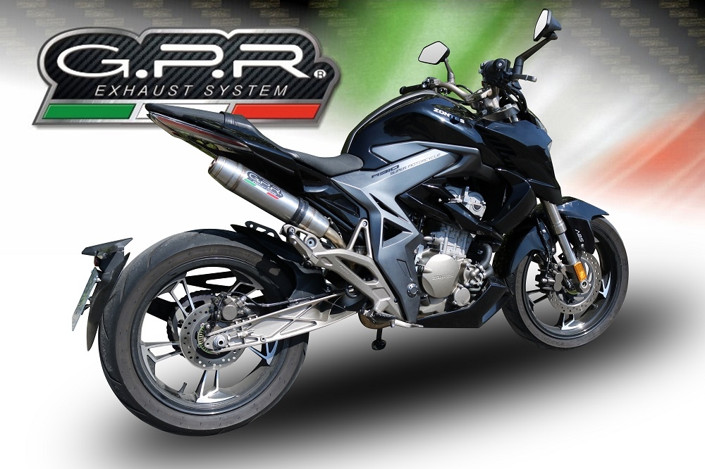 Escape compatível com Zontes Zt 310 X - T 2018-2020, Deeptone Inox, Escape completo, não legal para países da UE, com db killer removível 