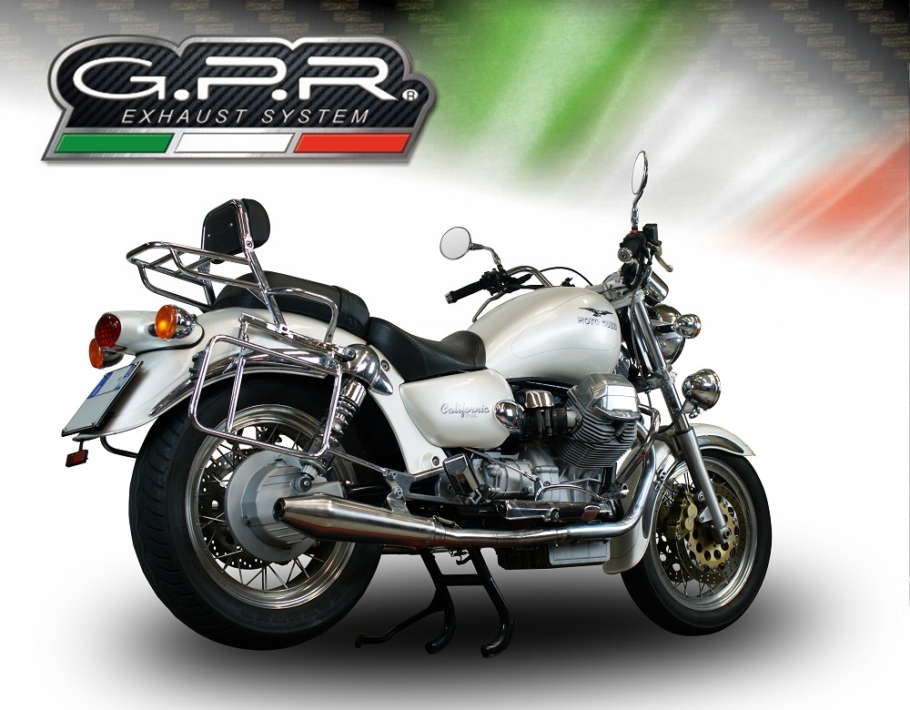 Escape compatível com Moto Guzzi California 1100 Special-Stone-Sport-Ev-Alu 1997-2005, Vintacone, Par de silenciosos de escape homologadas, com db killer removível e tubos de ligação específicos 