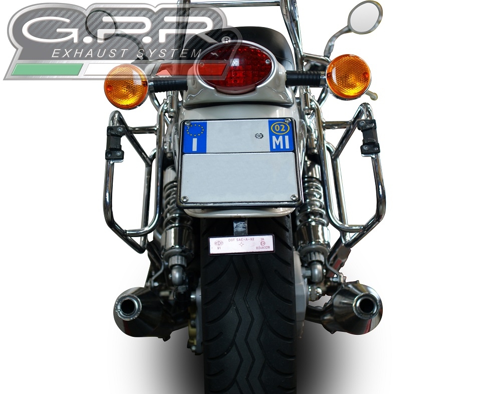 Escape compatível com Moto Guzzi California 1100 Special-Stone-Sport-Ev-Alu 1997-2005, Vintacone, Par de silenciosos de escape homologadas, com db killer removível e tubos de ligação específicos 