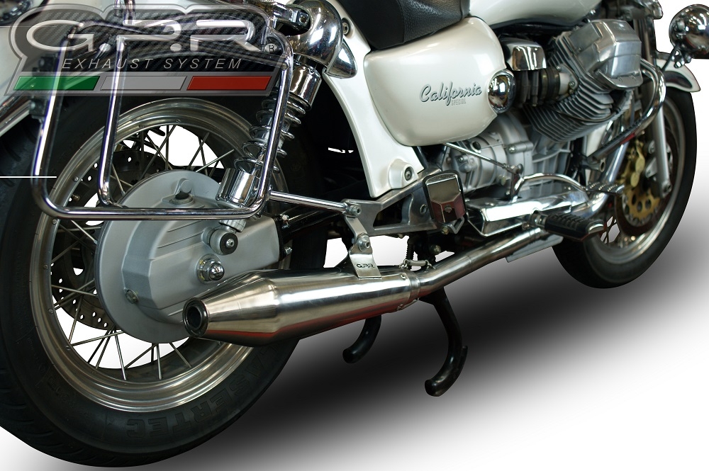 Escape compatível com Moto Guzzi California 1100 Special-Stone-Sport-Ev-Alu 1997-2005, Vintacone, Par de silenciosos de escape homologadas, com db killer removível e tubos de ligação específicos 