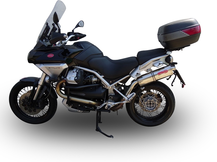 Escape compatível com Moto Guzzi Stelvio 1200 4V 2008-2010, Trioval, Escape legal, homologado, silenciador com db killer removível e tubo de ligação específico 
