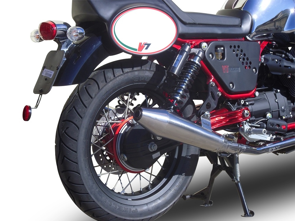 Escape compatível com Moto Guzzi Nevada 750 2008-2014, Vintacone , Par de silenciosos de escape homologadas, com db killer removível e tubos de ligação específicos 