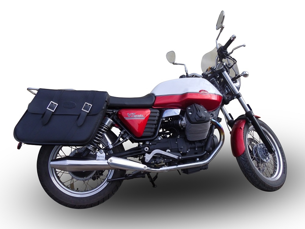 Escape compatível com Moto Guzzi V7 (I - II) - Stone - Special 2012-2016, Vintacone , Par de silenciosos de escape homologadas, com db killer removível e tubos de ligação específicos 