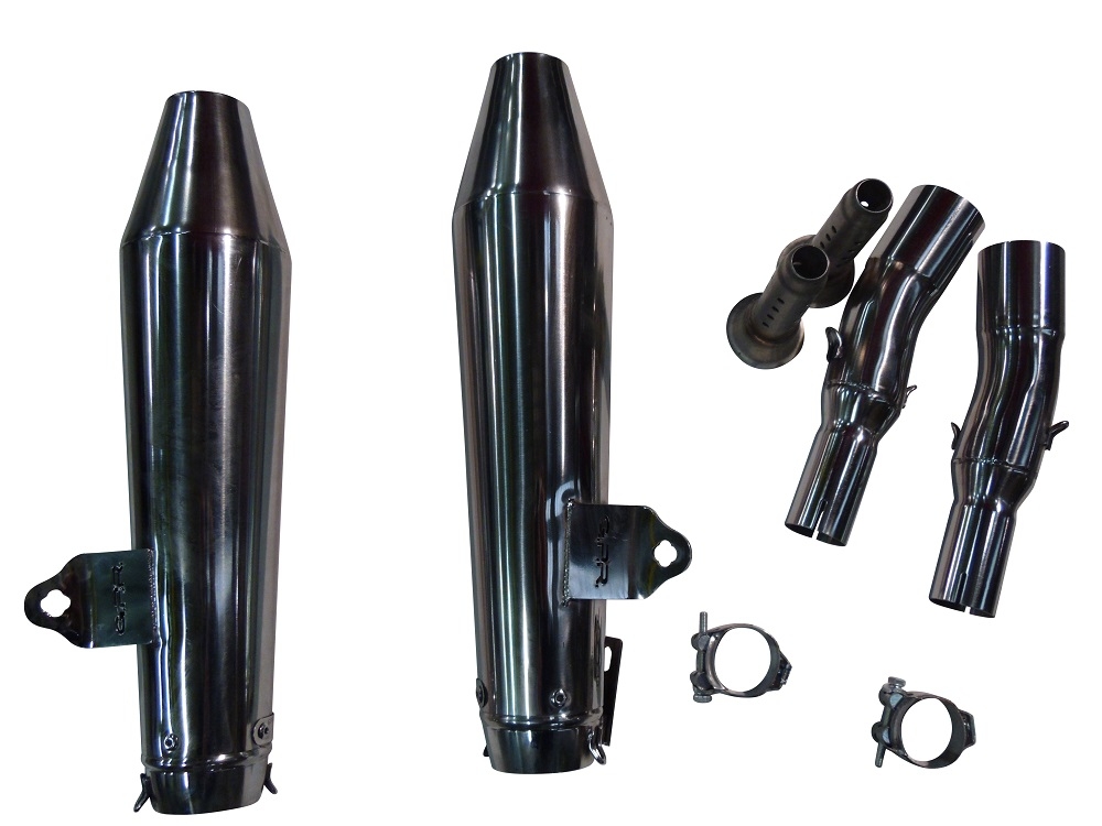 Escape compatível com Moto Guzzi V7 (I - II) - Stone - Special 2012-2016, Vintacone , Par de silenciosos de escape homologadas, com db killer removível e tubos de ligação específicos 