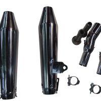 Escape compatível com Moto Guzzi V7 (I - II) - Stone - Special 2012-2016, Vintacone , Par de silenciosos de escape homologadas, com db killer removível e tubos de ligação específicos 
