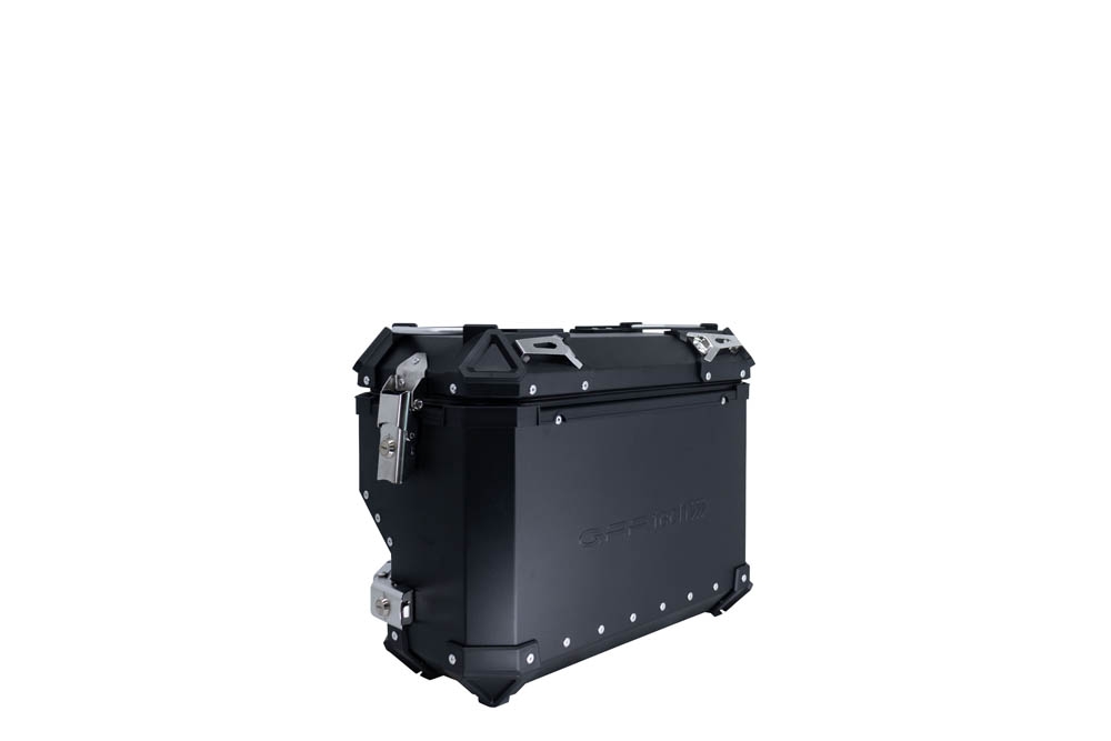 GPR TECH compatível com  Bmw F 750 Gs 2021/2024 e5 Par de malas laterais em alumínio com o lado direito contornado, cor preta com porta-bagagem específico Capacidade 38 LT. + 32 LT.