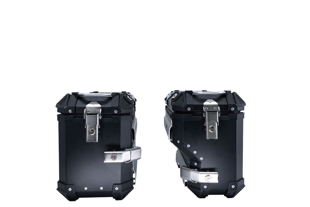 GPR TECH compatível com  Bmw F 750 Gs 2021/2024 e5 Par de malas laterais em alumínio com o lado direito contornado, cor preta com porta-bagagem específico Capacidade 38 LT. + 32 LT.