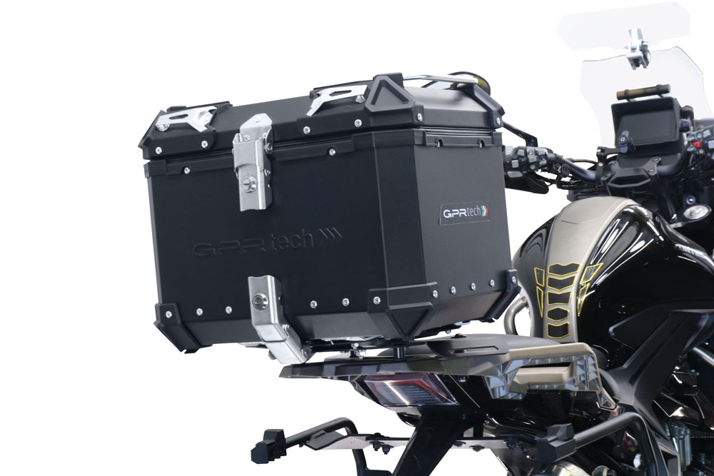 Top case maletas GPR TECH compatível com Zontes 350 T1 ADV 2022/2024 e5 Top Case Alpi-Tech em alumínio, cor preta com placa específica incluída Capacidade Litros 45