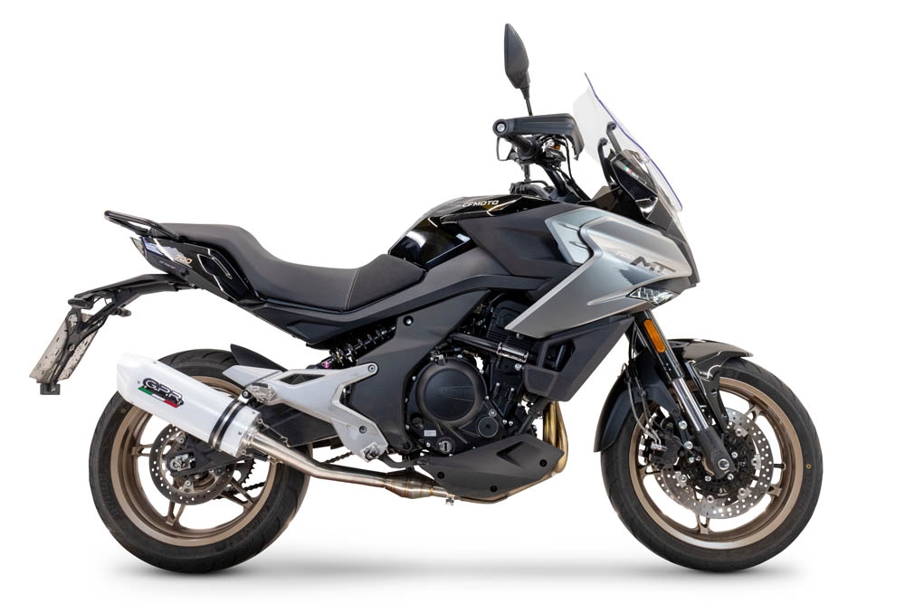 Escape compatível com Cf Moto 700 Mt 2023-2024, Albus Ceramic, Escape homologado, legal para mercados NÃO europeus, incluindo tubo de ligação e db killer removível 
