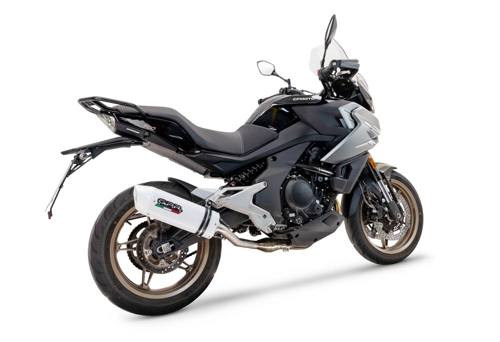 Escape compatível com Cf Moto 700 Mt 2023-2024, Albus Ceramic, Escape homologado, legal para mercados NÃO europeus, incluindo tubo de ligação e db killer removível 