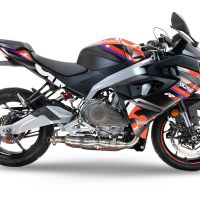 Escape compatível com Aprilia RS 457 2024-2025, Ghost Inox, Escape completo, não legal para países da UE, com db killer removível 