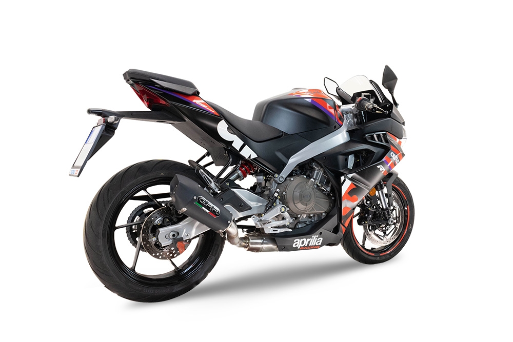 GPR escape compatível com  Aprilia RS 457 2024-2025, New Grand Prix Evo Black Titanium, Sistema homologado com catalisador linha completa, silencioso mais coletor 