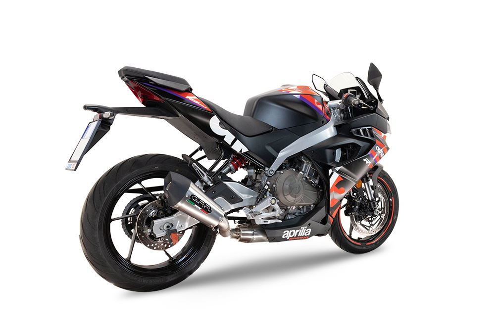 GPR escape compatível com  Aprilia RS 457 2024-2025, New Grand Prix Evo Titanium, Sistema homologado com catalisador linha completa, silencioso mais coletor 